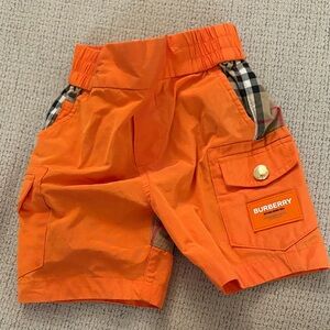 Burberry Kids Vibrant Orange Check Shorts